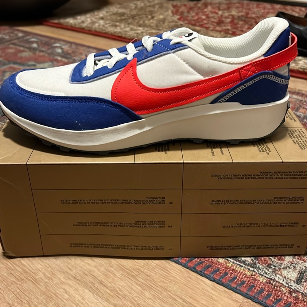 Nike Waffle Debut Swoosh - Phantom/Habanero Red-Old Royal - men’s size 11